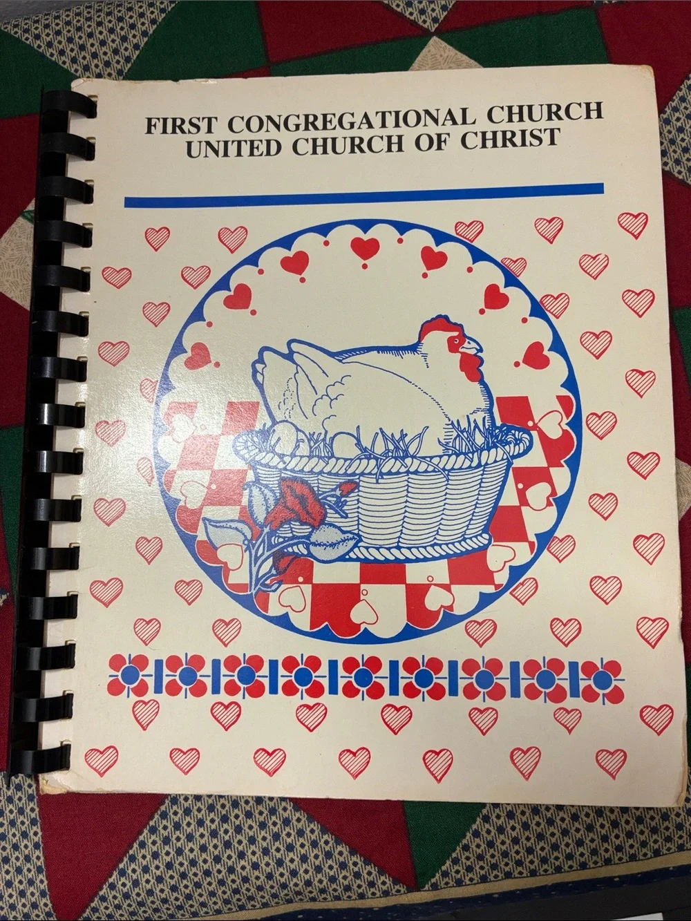 Chicken Print Recipe Binder for Small Pets - Cream/Red/Blue